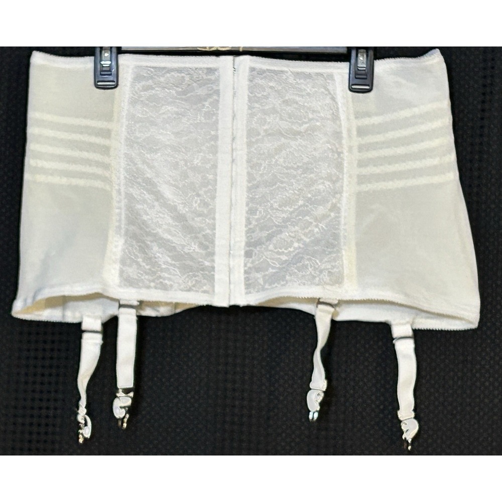 VTG Rago Shapette Waist Cincher Trainer Size 40 White Girdle Garters Firm USA